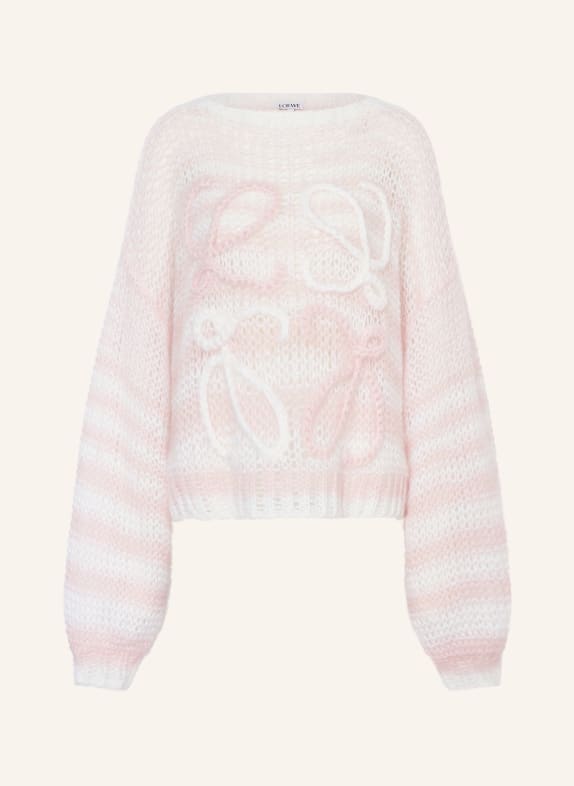 LOEWE Sweater ANAGRAM with mohair WHITE/ PINK