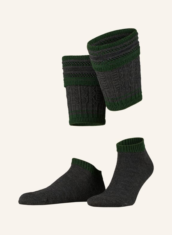 LUSANA Krojové ponožky WADLWÄRMER z merino vlny 0219 anthra/tanne