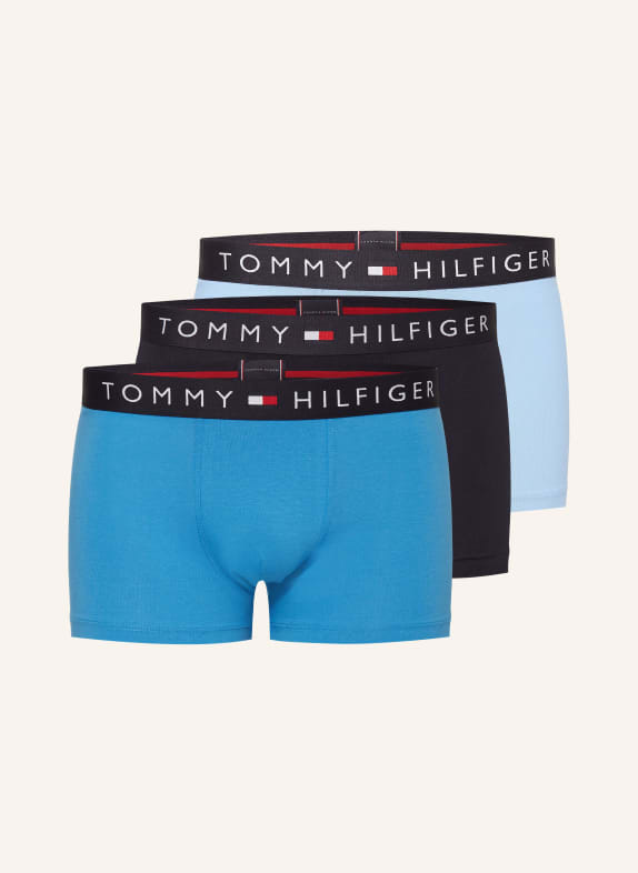 TOMMY HILFIGER Boxerky, 3 kusy v balení MODRÁ/ TMAVĚ MODRÁ/ TMAVĚ MODRÁ
