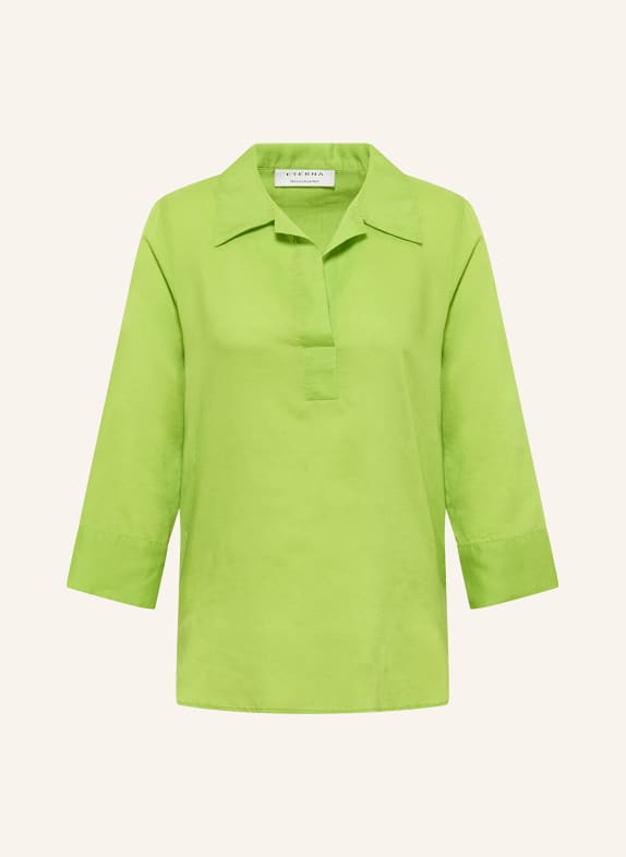 ETERNA Blouse with linen and 3/4 sleeves LIGHT GREEN