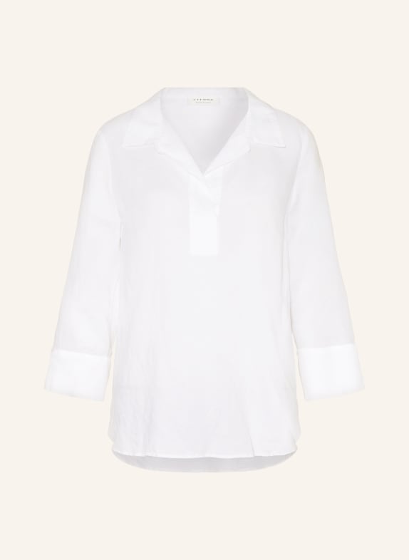 ETERNA Shirt blouse with linen and 3/4 sleeves WHITE