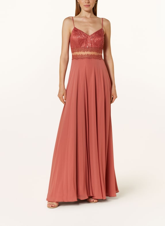 VM Vera Mont Evening dress with lace and sequins LIGHT RED