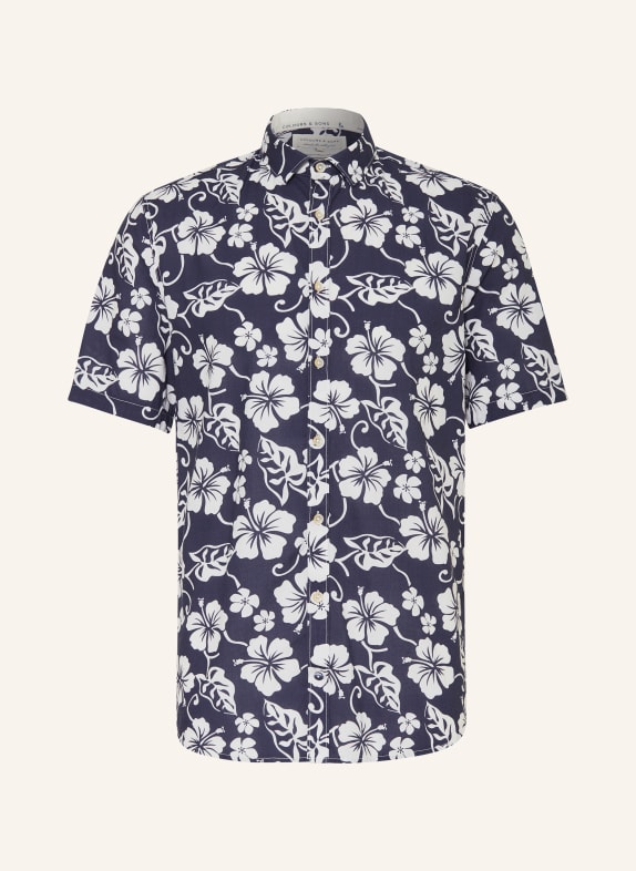 COLOURS & SONS Short sleeve shirt regular fit DARK BLUE/ WHITE