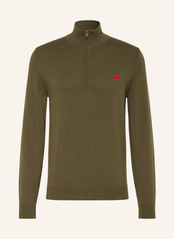 HUGO Half-zip sweater SAN QUINTUS KHAKI