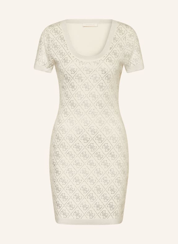 GUESS Knit dress PAIGE with glitter thread and decorative gems WHITE