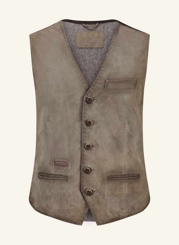 MILESTONE Leather vest MSRENZO in mixed materials GRAY