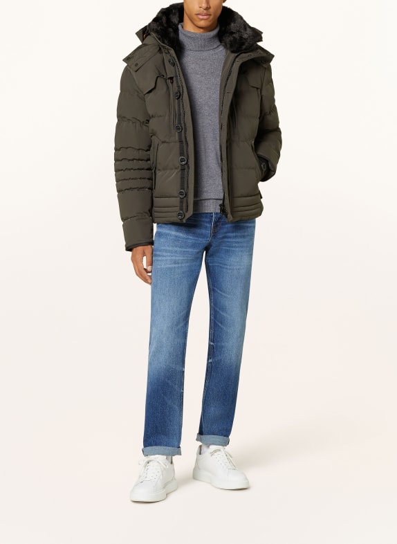 WELLENSTEYN Steppjacke STARSTREAM mit abnehmbarem Kragen und Kapuze KHAKI