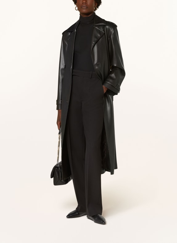 HUGO Trench coat MALITTA in leather look BLACK