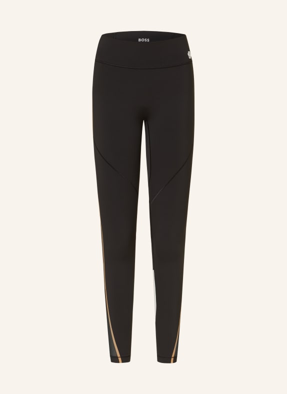 BOSS Leggings ENERGA mit Mesh SCHWARZ/ BEIGE/ WEISS