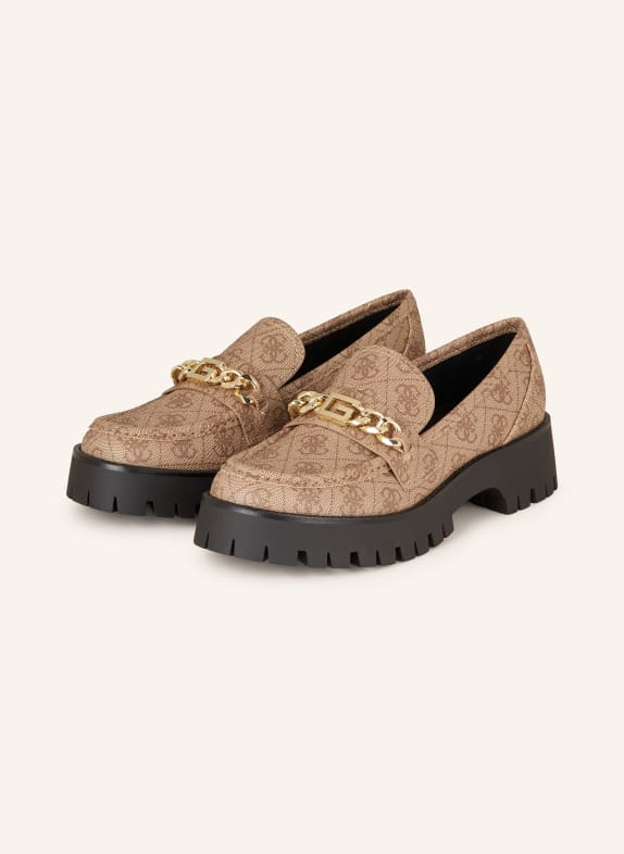 GUESS Loafersy ALMOSTY CAMELOWY/ BRĄZOWY