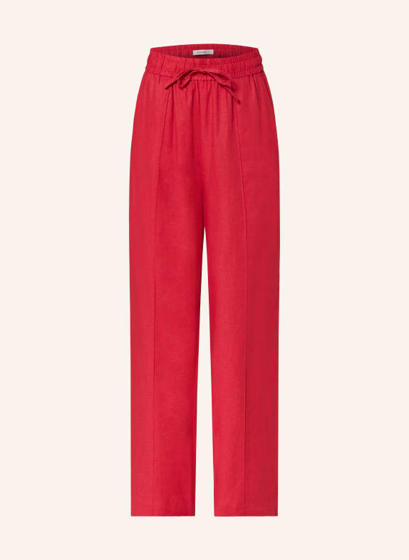 GESTUZ Wide leg trousers LEENAGZ with linen DARK RED