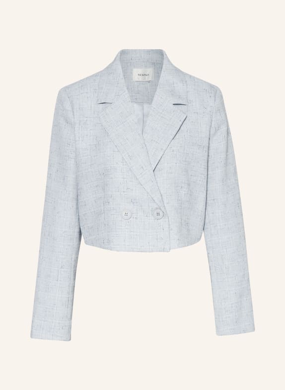 GESTUZ Cropped blazer GISELLYGZ van tweed LICHTBLAUW