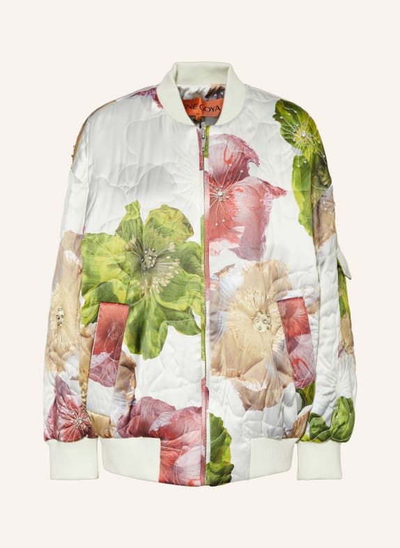 STINE GOYA Oversized blouson NOREA with gemstones GREEN/ DARK RED/ LIGHT GRAY