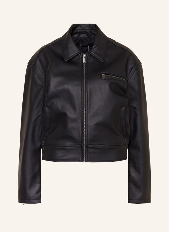 gina tricot Jacke in Lederoptik SCHWARZ
