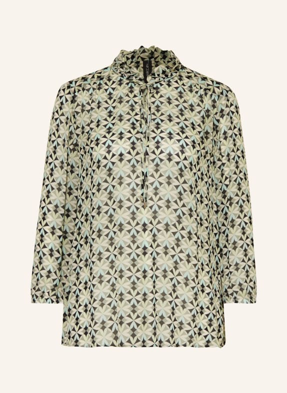 MARC CAIN Shirt blouse with ruffles MINT/ LIGHT GREEN/ BLACK