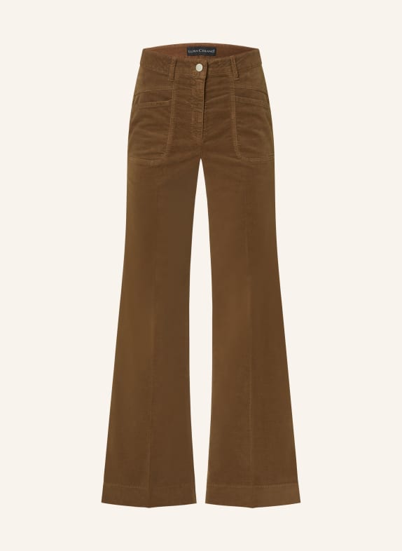 LUISA CERANO Bootcut trousers in velvet BROWN