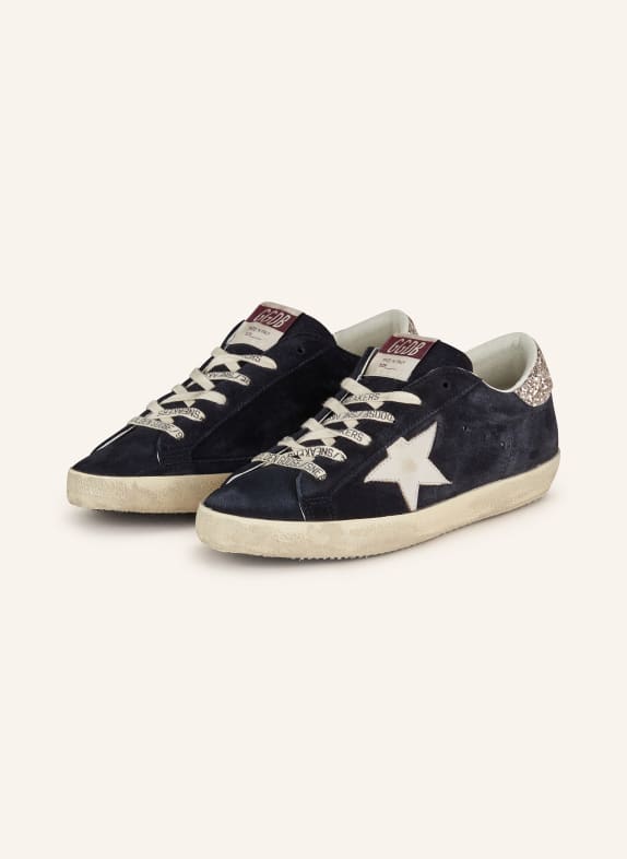 GOLDEN GOOSE Sneaker SUPER-STAR mit Pailletten DUNKELBLAU/ WEISS