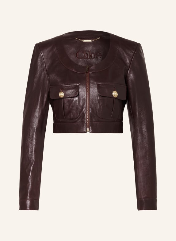 Chloé Cropped-Lederjacke DUNKELBRAUN