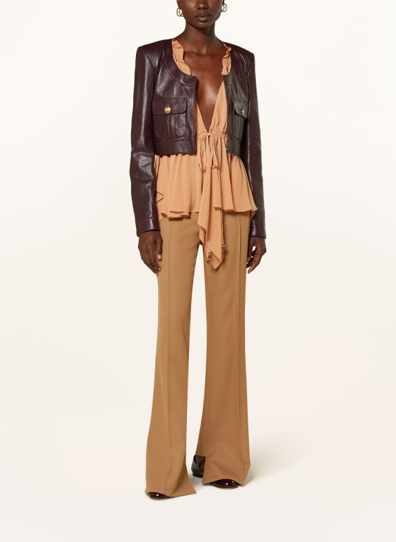 Chloé Cropped leather jacket DARK BROWN