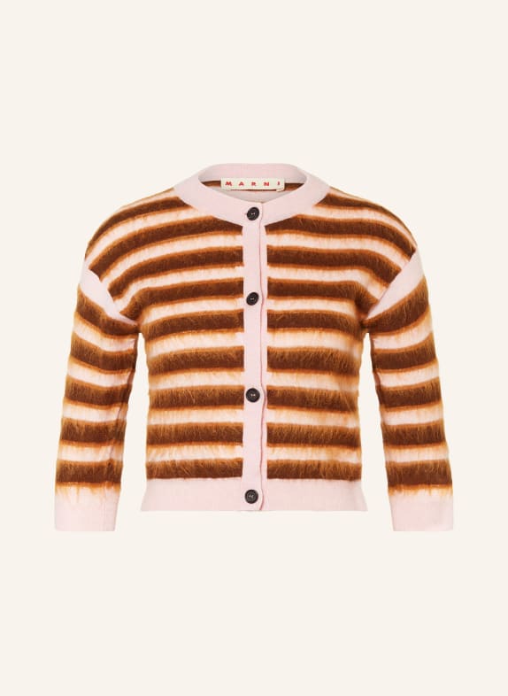 MARNI Cardigan with 3/4 sleeves LIGHT PINK/ BROWN