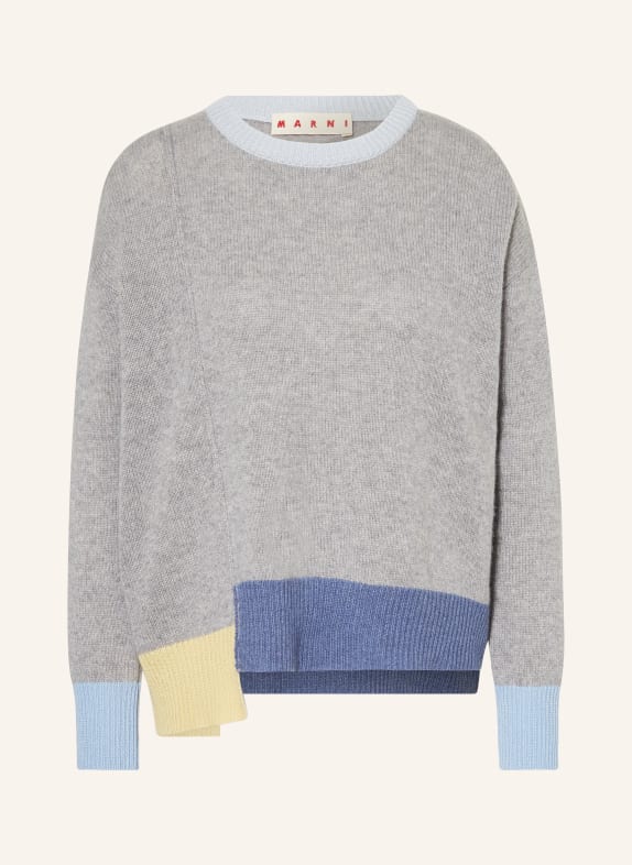 MARNI Cashmere-Pullover GRAU/ BLAU