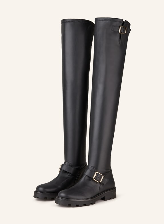 JIMMY CHOO Over the knee boots BIKER II BLACK