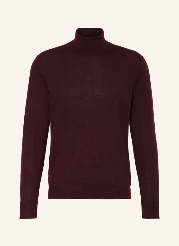 STROKESMAN'S Rollkragenpullover aus Merinowolle DUNKELROT
