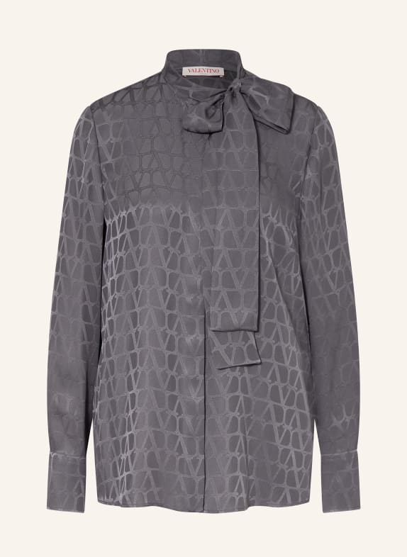 VALENTINO Silk blouse TOILE ICONOGRAPHE with bow GRAY