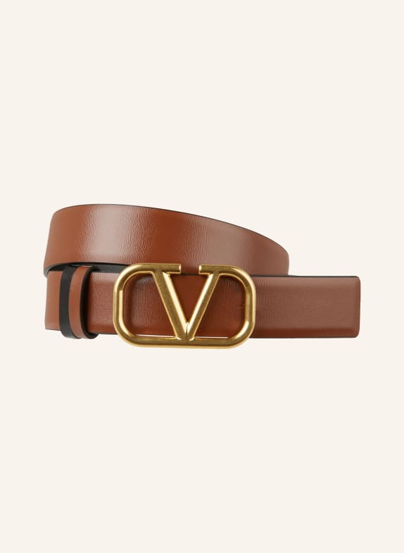 VALENTINO GARAVANI Reversible leather belt VLOGO SIGNATURE BLACK/ BROWN