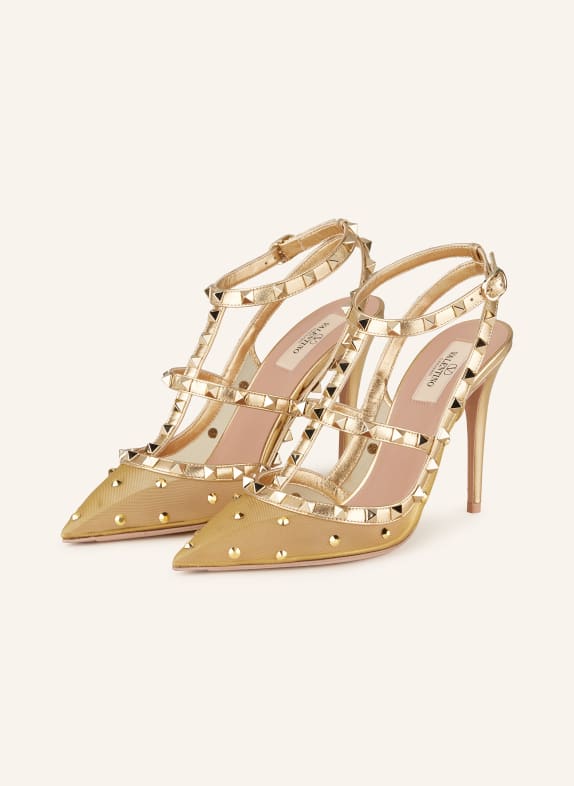 VALENTINO GARAVANI Slingpumps mit Nieten GOLD
