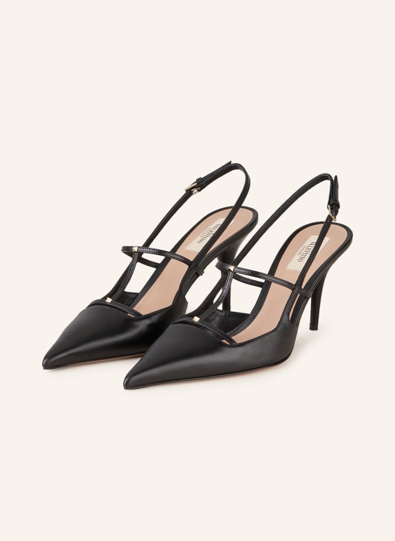 VALENTINO GARAVANI Slingback pumps ROCKSTUD WISPY with rivets BLACK