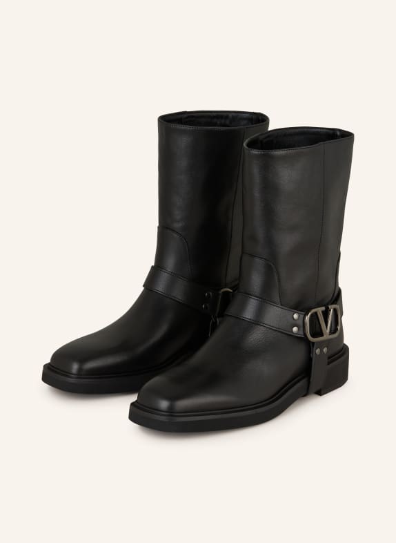 VALENTINO GARAVANI Biker Boots VLOGO SIGNATURE SCHWARZ