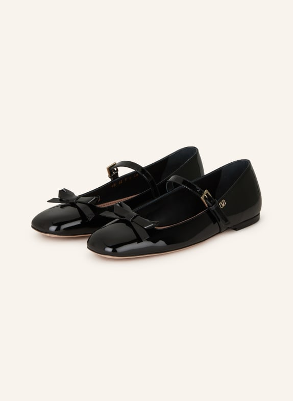 VALENTINO GARAVANI Lack-Ballerinas VLOGO SCHWARZ