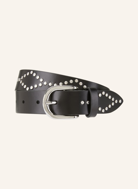 ISABEL MARANT Leather belt LILIANA with rivets BLACK/ SILVER