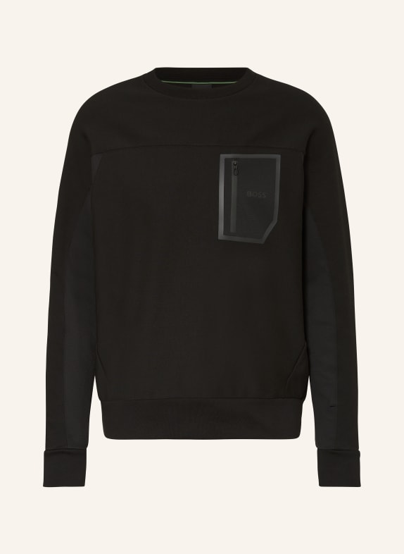 BOSS Sweatshirt SALBIQ in mixed materials BLACK