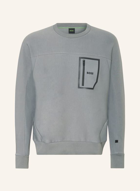 BOSS Sweatshirt SALBIQ im Materialmix GRAU