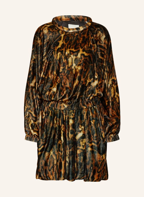 ISABEL MARANT Velour dress YELLOW/ BROWN/ DARK GRAY