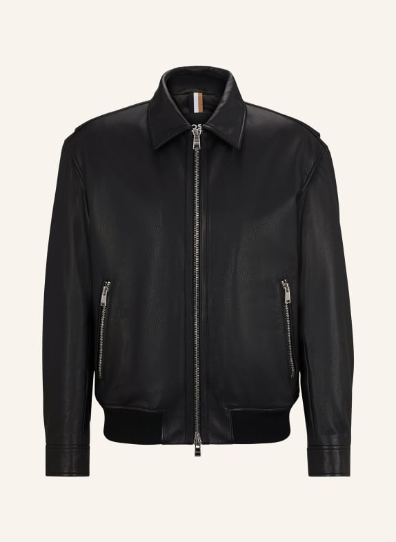 BOSS Leather jacket MERWYN BLACK