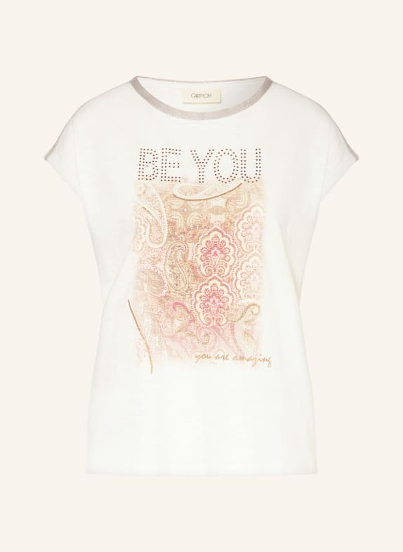 CARTOON T-shirt with decorative gems and glitter thread CREAM/ ROSE/ GOLD