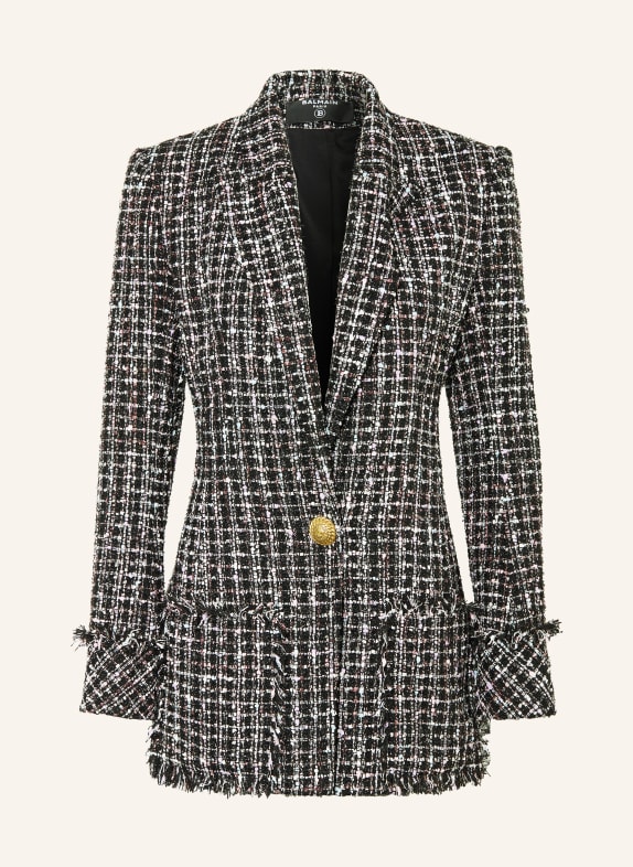 BALMAIN Bouclé-Blazer mit Glitzergarn SCHWARZ/ WEISS/ HELLROSA