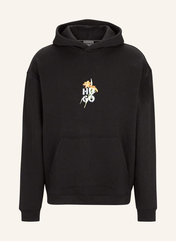 HUGO Oversized hoodie DIBLOSSOMY BLACK/ ORANGE/ PURPLE