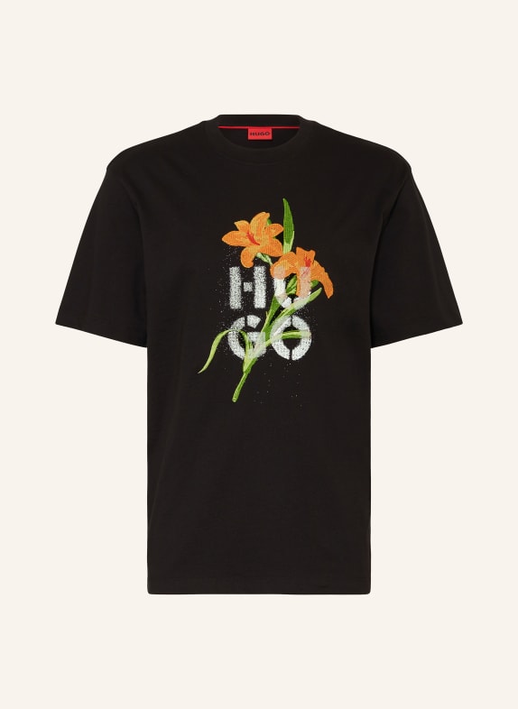 HUGO T-Shirt DILABLUMI SCHWARZ