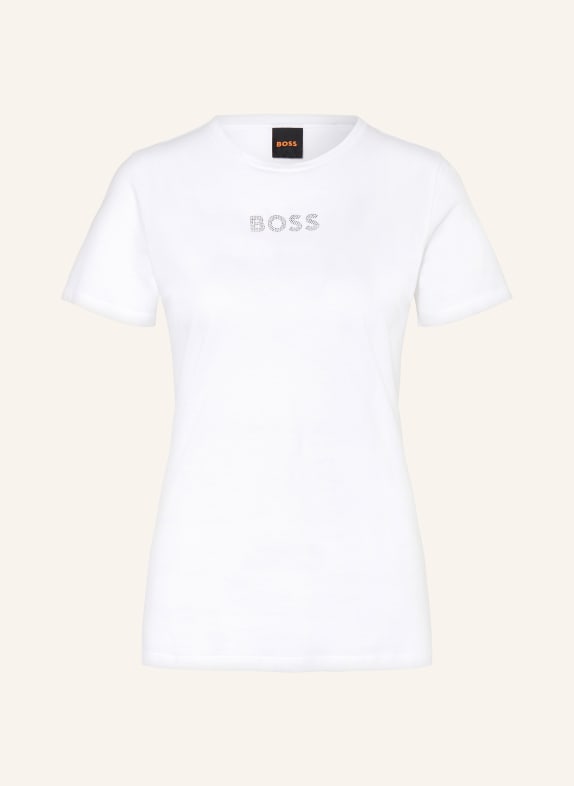 BOSS T-shirt ELOGA2 z ozdobnymi kamykami BIAŁY