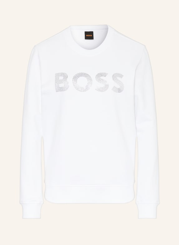 BOSS Sweatshirt EBOSSA with decorative gems WHITE