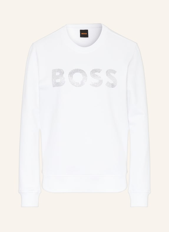 BOSS Sweatshirt EBOSSA mit Schmucksteinen WEISS