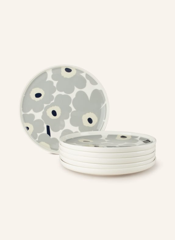 marimekko Set of 6 dinner plates OIVA/UNIKKO ECRU/ LIGHT GRAY