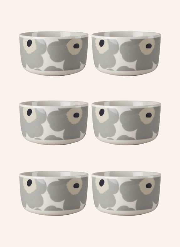 marimekko 6er-Set DessertPLATTEN OIVA/UNIKKO ECRU/ HELLGRAU