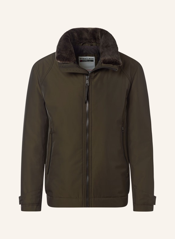 STRELLSON Bomber jacket LUCCA 2.0 with faux fur OLIVE