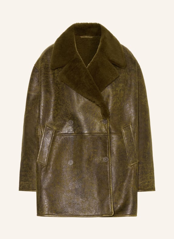 CLOSED Lammfell-Jacke KHAKI