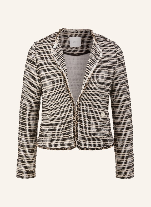 s.Oliver BLACK LABEL Bouclé-Jacke SCHWARZ/ CREME/ HELLBRAUN